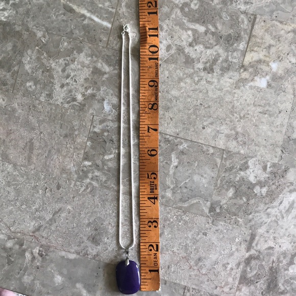 Stunning Purple Stone Pendant Necklace 18” Chain - Picture 6 of 7